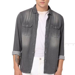 Chemise en coton à manches longues pour homme, best-seller, qualité supérieure, style décontracté, type jean, avec logo personnalisé pour un usage facile - Product Image 4
