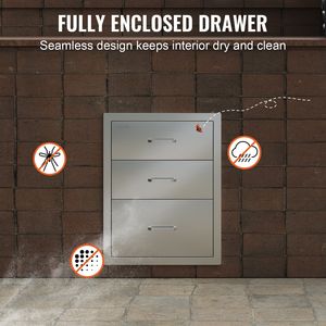 Cassetti BBQ in Acciaio Inox per Cucina Esterna 18x23 Pollici, Triplo Accesso con Maniglia Cromata 18 X 23 X 23 Pollici - Product Image 6