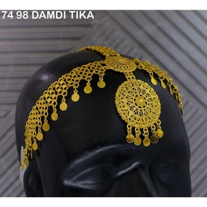Serre-tête vintage en alliage plaqué or avec strass et pampilles, style ethnique, décoration frontale, chaîne de tête pour femme, idéal pour la danse - Product Image 5