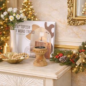 Nouvelles décorations de table au design rustique, bougeoirs en bois d'antiques rustiques, base en bois de sapin naturel, porte-bougie - Product Image 6