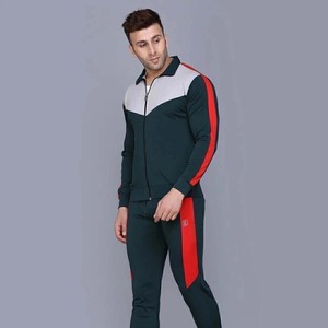 Conjunto Deportivo para Hombre con Bloques de Color, Sudadera con Cierre Frontal y Pantalones Deportivos, Transpirable, de Poliéster y Algodón, para Otoño - Product Image 4