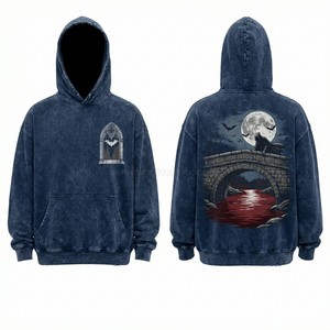 เสื้อฮู้ดดี้สีดำทรงโอเวอร์ไซส์ลายกราฟิก Apex Predator สไตล์วินเทจทำสีแบบ Acid Wash ผลิตโดยผู้ผลิตเสื้อผ้าสตรีทแวร์ - Product Image 6