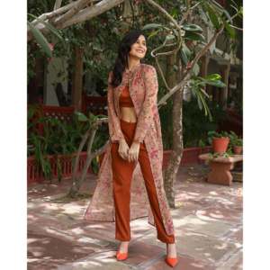 Conjunto de bolero transpirable de manga larga de gasa color marrón chocolate para mujer, talla XS - Product Image 2