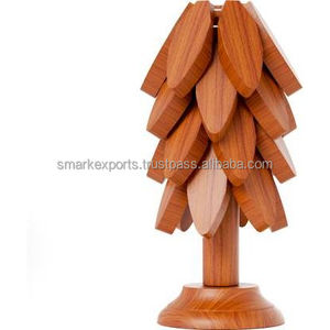 Wooden Tree Trivet Set Elegant Heat Resistant Coasters for Hot Dishes Pots and Serving Dishes Stylish Kitchen Protection - Product Image 1