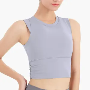 Sujetador deportivo de yoga para mujer con almohadillas, dobladillo ancho, alta sujeción, top sin mangas para correr - Product Image 1