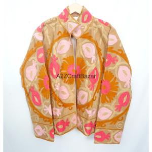 Wholesale Premium Breathable Eco-Friendly Quick Dry Nonwoven Cotton Embroidered Cotrise <b>Jacket</b> <b>Mandarin</b> <b>Collar</b> Cotton Lining - Product Image 1