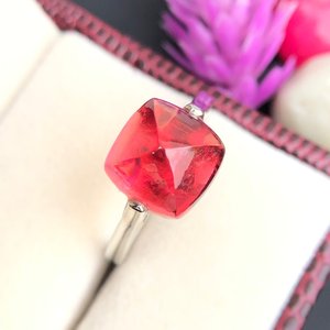 Natural Tourmaline Religious Engagement <b>Ring</b> 925 Sterling Silver 14K Gold Plated 10mm Sugarloaf Pink Tourmaline IGI Certified - Product Image 6