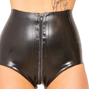 Shorts en latex noir taille haute avec fermeture éclair, tenue sexy pour club, mode féminine - Product Image 6