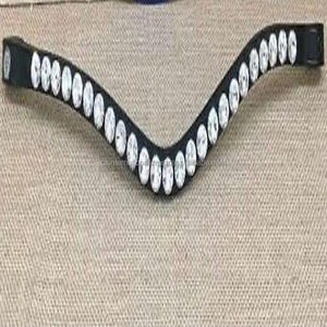 Bracelet fait à la main en cuir 100% véritable, sourcils de cheval en forme incurvée, avec de grandes perles et pierres de cristal transparent et boutons pour boucles - Product Image 4