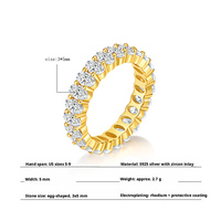 Bague éternité ovale sertie de griffes en argent sterling 925 plaqué or 18 carats, hypoallergénique, bijoux de luxe empilables pour femme