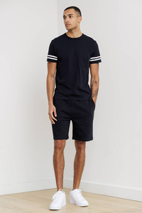 Hot Selling Men's Summer 2-Piece Set O-Neck Short Sleeve <b>Shirt</b> Pants Casual Blank Cotton <b>T</b>-<b>Shirt</b> Set Eco-Friendly 2 Piece Outfit - Product Image 5