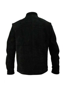 Men's Black <b>Suede</b> Cafe Racer Leather <b>Jacket</b> Motorcycle <b>Biker</b> Slim Fit <b>Jacket</b> - Product Image 2