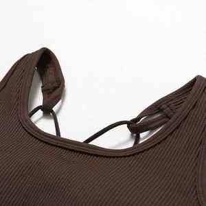 Conjunto de Yoga para Mujer con Top de Cuello Halter y Pantalones, Leggings de Running de Manga Larga con Logotipo Personalizado - Product Image 4