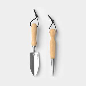 Saperon et pelle de jardin en acier inoxydable avec manche en bois pour une plantation et un semis précis - Product Image 1