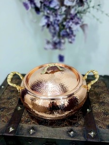 Olla de Cobre Hecha a Mano con Acabado Martillado, Diseño Vintage, Forma Redonda, Utensilios de Cocina de Metal Duradero con Tapa - Product Image 6