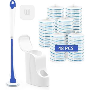 Set di Spazzole per WC Usa e Getta con Supporto a Parete, Sistema di Pulizia Bagno con 48 Spazzole Monouso - Product Image 1