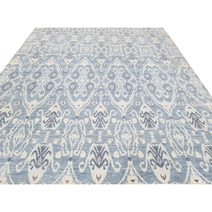 Hand <b>Knotted</b> Vintage Damask Wool Rug Low Pile Artisanal Floor Covering with Elegant <b>Ornamental</b> Motif - Product Image 2