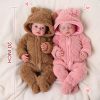 Poupées Reborn Babeside Lucy Carina 20 pouces jumelles avec tenue d'ours en peluche, corps en tissu, mini jouet doux, vente en gros d'usine OEM