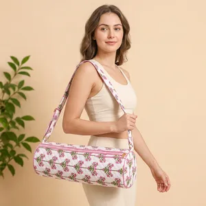 Sac de transport pour tapis de yoga en coton tissé de qualité supérieure avec bandoulière réglable, lavable, design moderne, motif imprimé, pour le fitness et les voyages - Product Image 5