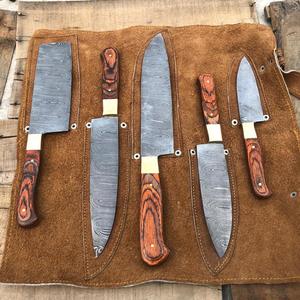 THEWIZ CRAFTS Juego de Cuchillos de Chef de Acero de Damasco con Mangos de Madera de 6-7.9 Pulgadas, Forjados a Mano, Estilo Japonés, Ecológicos, para Diestros - Product Image 6