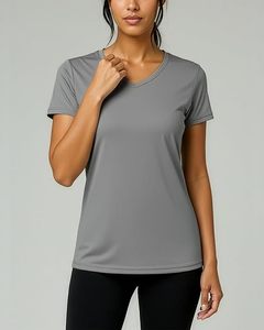 Ropa Deportiva de Verano para Mujer, Camiseta Deportiva de Manga Corta, Cuello en V, Estilo Atlético - Product Image 2