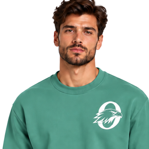 Sage Green <b>Men</b> Sweatshirt Crew Neck <b>Long</b> <b>Sleeve</b> Pullover Casual Fleece <b>Top</b> Custom Logo Streetwear Winter Sportswear Wholesale - Product Image 3