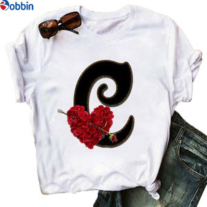 Women's English <b>Alphabet</b> <b>Print</b> T Shirt New Summer Couples Lovers Breathable Letter & Lovely Sweet Style Plus Size Women Top - Product Image 3