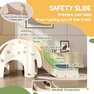 Struttura da Arrampicata e Gioco 3-in-1 a Tema Elefante per Interni con Canestro da Basket e Scivolo per Bambini da 1 a 3 Anni - Product Image 5