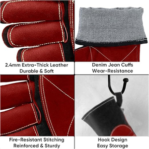 Nouvelles gants de travail de soudage de sécurité polyvalents au design dernier cri, en cuir de vachette pleine fleur de qualité A, résistants à la chaleur - Product Image 5