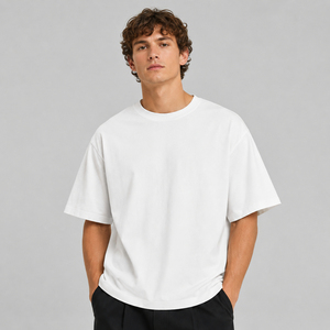 Camiseta de Algodón Negra Extra Grande Ecológica para Hombre, Cuello Redondo, Manga Corta, Estilo Casual, Jersey Sólido, 300g - Product Image 2