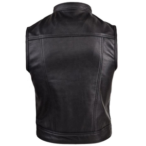Chaleco de Cuero Marrón con Cuello en V, Prenda Exterior Informal Transpirable para Invierno, Servicio OEM Disponible, Chaleco Hecho de Cuero Genuino - Product Image 4