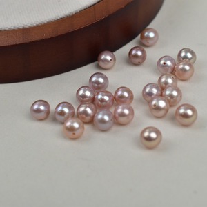Perles d'eau douce naturelles rondes authentiques faites à la main, 5-6 mm, perles nues avec trous droits - Product Image 4