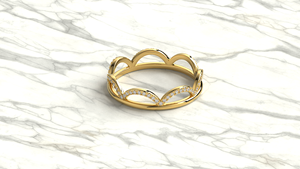Luxury 18K Gold Crown <b>Ring</b> Scalloped Wave <b>Stacking</b> Band Micro Pave Round Diamond Tiara <b>Ring</b> Fine Jewelry Gift for Women - Product Image 3