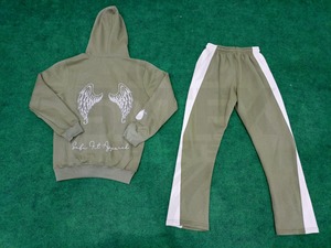 Ensemble de survêtement décontracté d'hiver pour homme, 2 pièces, avec capuche et pantalon, couleur unie, impression sérigraphique, vente en gros - Product Image 6
