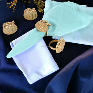 Vente chaude doré en forme de citrouille rond de serviette cercle en métal boucle de serviette décoration de table rond de serviette Halloween spécial - Product Image 2