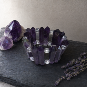 Pulsera de Bola de Cristal de Amatista Tallada y Grabada con Tema de Amor, Estilo Vaquero, Pulida, Venta al por Mayor - Product Image 3