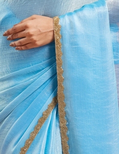 KV Silk <b>Blend</b> Embellished Saree with unstitched blouse - Product Image 5