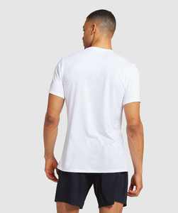 T-shirt blanc ajusté pour homme, 100% coton, col rond, vêtements de sport, coupe classique, étiquette privée personnalisée, séchage rapide, 220g - Product Image 3