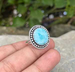 Anillo de Plata Larimar, Anillo de Plata de Ley 925, Plata de Ley 925 Sólida - Product Image 5