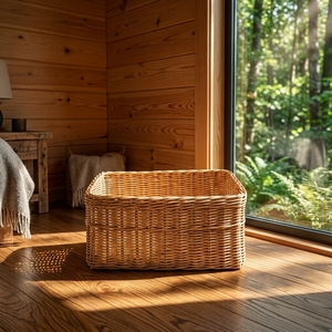 Natural Rattan <b>Storage</b> <b>Baskets</b> <b>Rectangular</b> Woven Bin Handcrafted Shelf Organizer Balinese Artisan Wicker Crate Boho Home Decor - Product Image 4