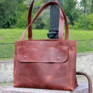 กระเป๋าโท้ทหนังแท้ทำมือสำหรับผู้หญิง ขนาดมาตรฐาน พร้อมซิปปิด ใช้ได้ทุกวัน รุ่น LTB-0206 - Product Image 1