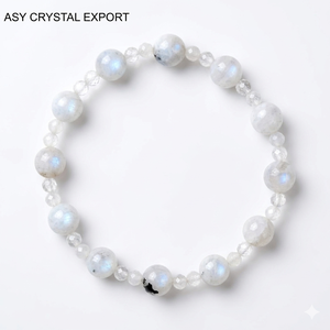 Premium Rainbow Moonstone <b>Bracelet</b> With Faceted Moonstone Beads Handmade <b>Healing</b> Crystal Jewelry Gift for Women - Product Image 6