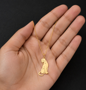 925 Sterling <b>Silver</b> Rhodium/Gold Plated Christian Minimalist Panther <b>Charm</b> Pendant Necklace Unisex Everyday Wear Fine Gift Him - Product Image 3