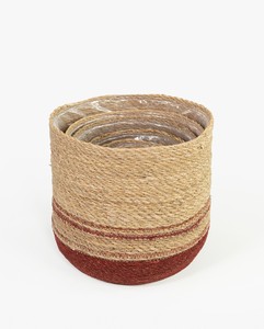 Cesta de Mimbre Hecha a Mano para Plantas, con Rayas Rojas Naturales, Rústica, para Interiores, Maceta para Decoración del Hogar - Product Image 2