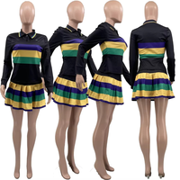Survêtement court à capuche pour femme, en tricot blanc et noir, 100% coton respirant, décontracté, été, Mardi Gras