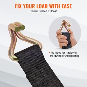 Cinghie a cricchetto Premium 4PK con doppio gancio a J, resistenza alla rottura 11128 libbre, 2 pollici x 8 pollici, accessori imbottiti per il trasporto - Product Image 4
