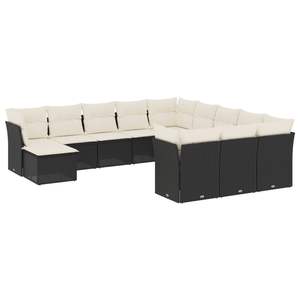 Ensemble de canapés de jardin modulaires en rotin PE noir, espace de vie extérieur élégant - Product Image 2