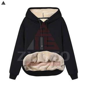 Sudadera básica unisex de algodón mezclado con impresión de logotipo personalizada, sudadera con capucha gruesa de invierno para mujer y ropa urbana femenina. - Product Image 5