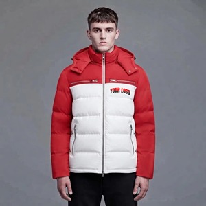 OEM 100% Polyester <b>Long</b> Bomber Jacket <b>Men's</b> Custom Embroidered Logo Full Zipper Waterproof Heavy <b>Padded</b> Hooded High Street <b>Coat</b> - Product Image 1