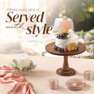 Présentoir décoratif en bois écologique, support à gâteau rond sur pied avec pieds pour l'affichage de cupcakes d'anniversaire ou de mariage - Product Image 6